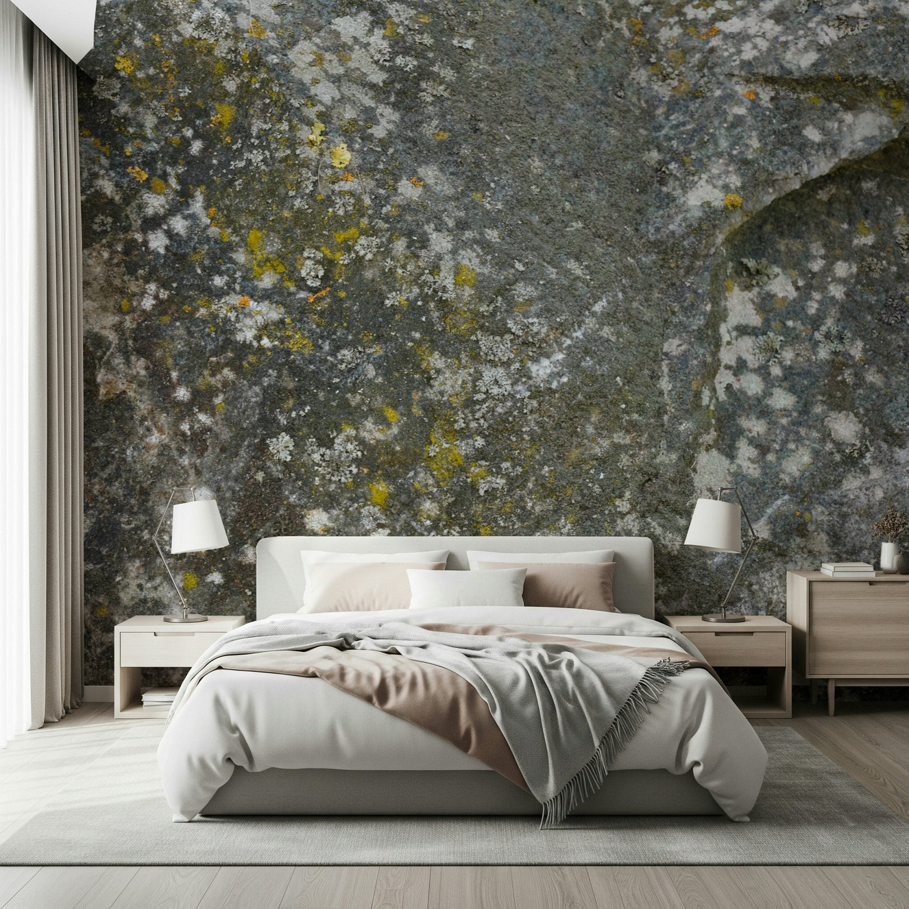 A beautiful subtle stone texture wallpaper mural with natural rock patterns.