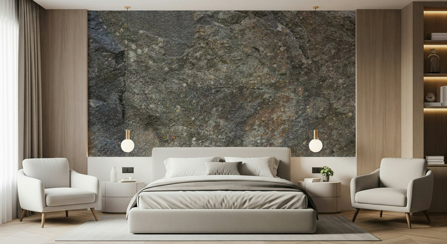 Authentic distressed stone wallpaper mural installation., GD6080