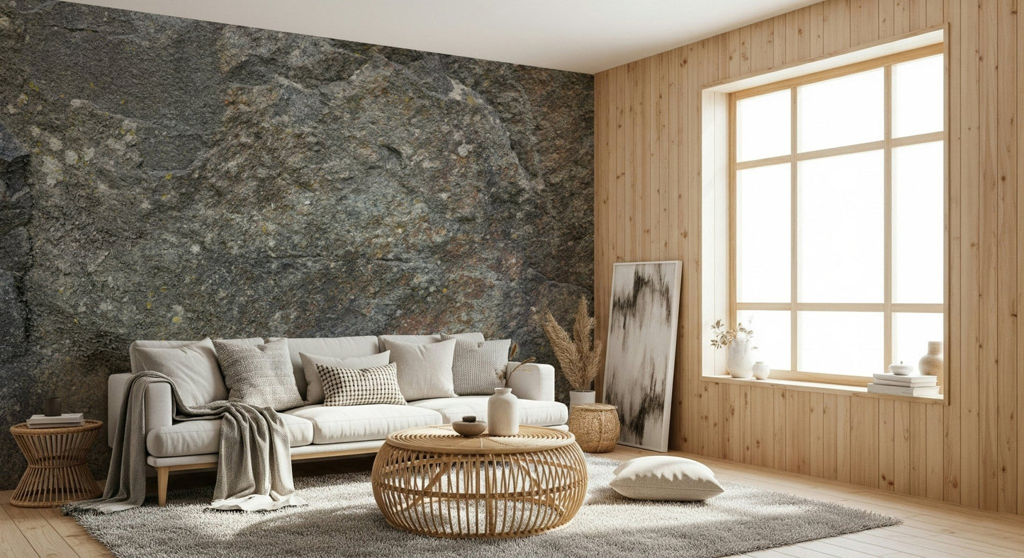 Living room with stone wallpaper for walls accent., GD6080