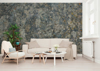 A peaceful modern abstract mural on decorative wallpaper.