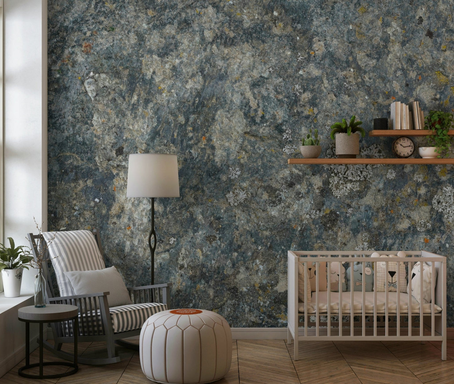 A contemplative gentle stone wallpaper mural for a feature wall.