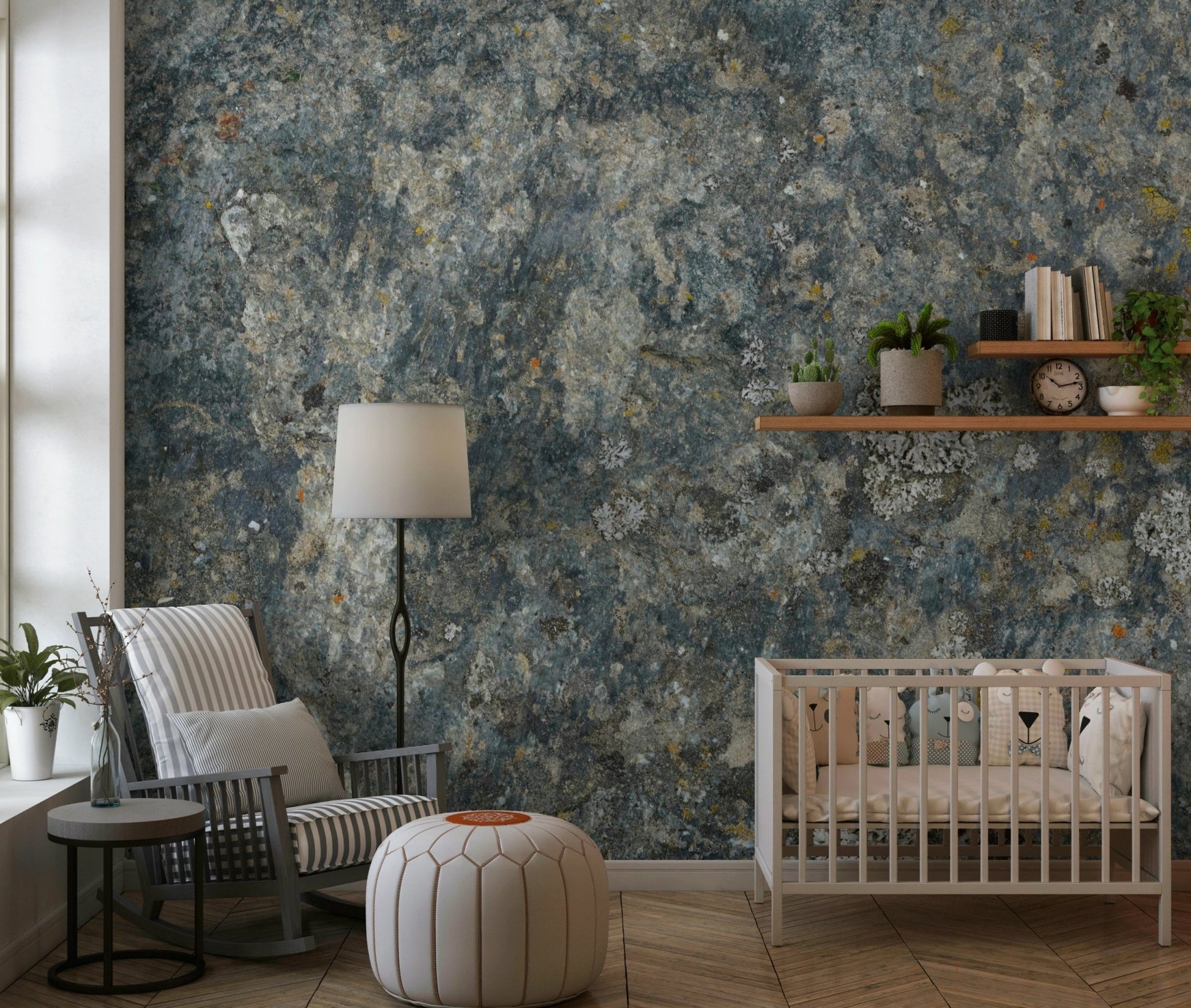 A contemplative gentle stone wallpaper mural for a feature wall.