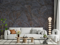 A contemplative faux stone wallpaper mural for a feature wall.

