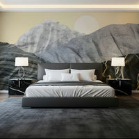 An artistic soft focus mural on minimalist wallpaper.