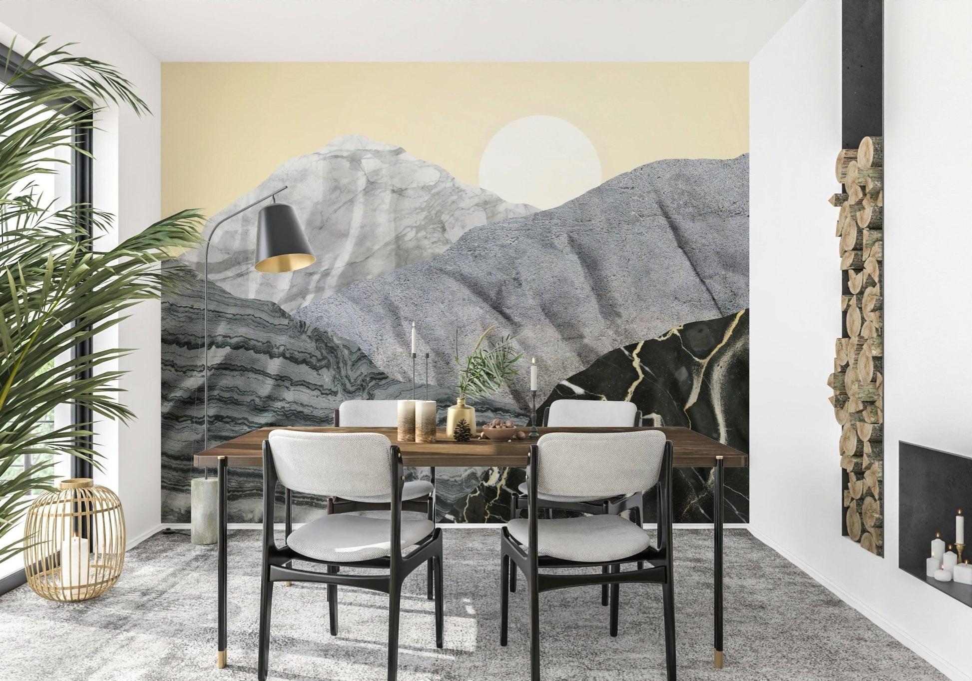 A contemplative gentle design wallpaper mural for a feature wall.