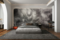 Textured cumulus masses ripple through the Storm #1 wall mural in soft grey GD4902

