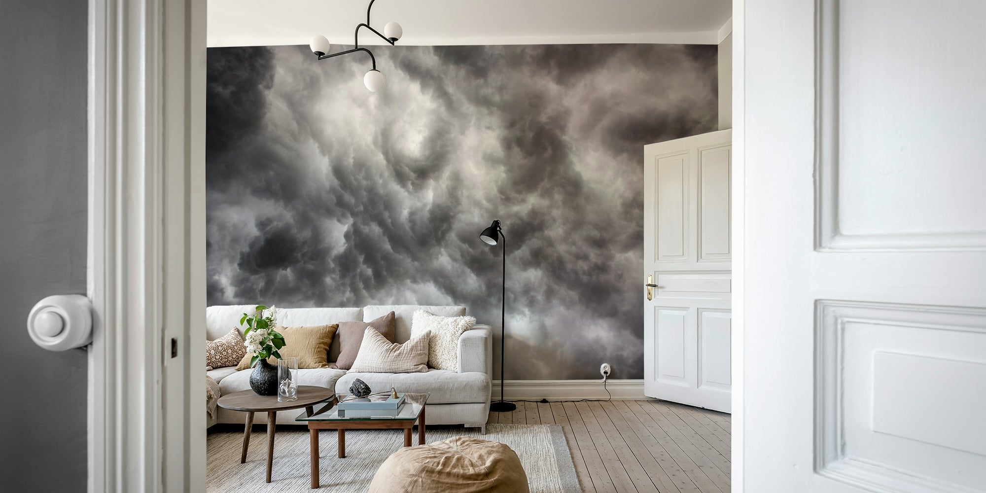 Storm #1 wall mural showing turbulent clouds swirling in dense grey layers GD4902
