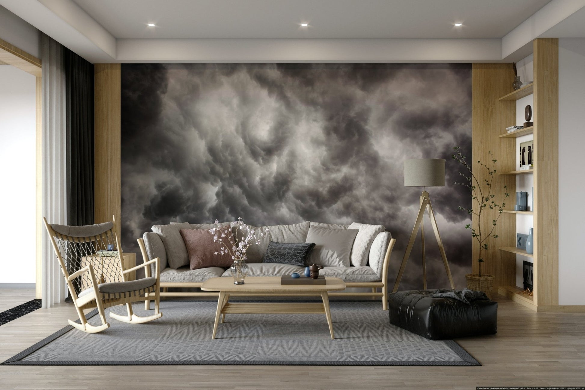 A brooding upward view of storm clouds fills the Storm #1 wall mural GD4902
