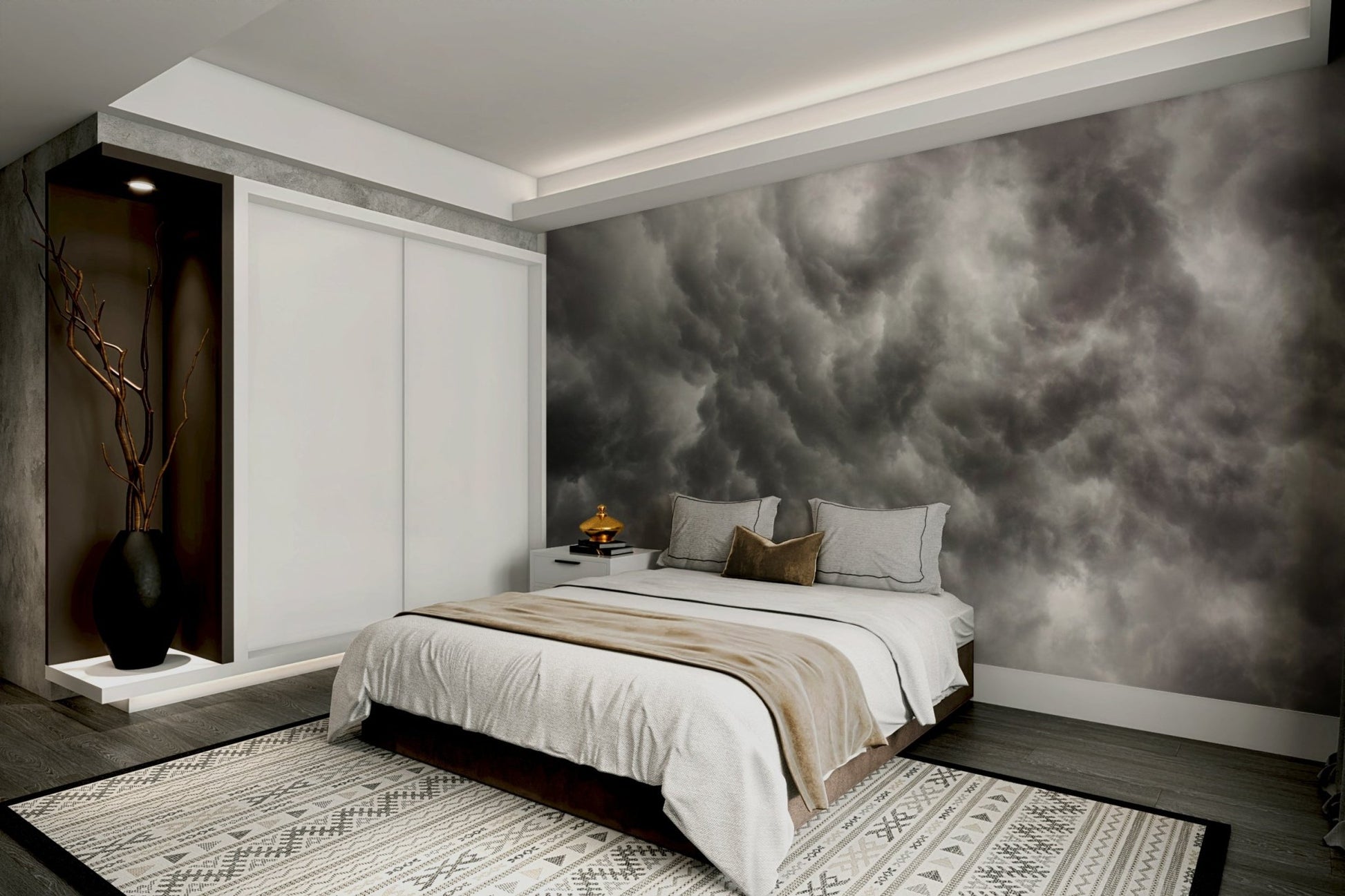 Dense stormy vapour rolls edge to edge across this wall mural GD4902
