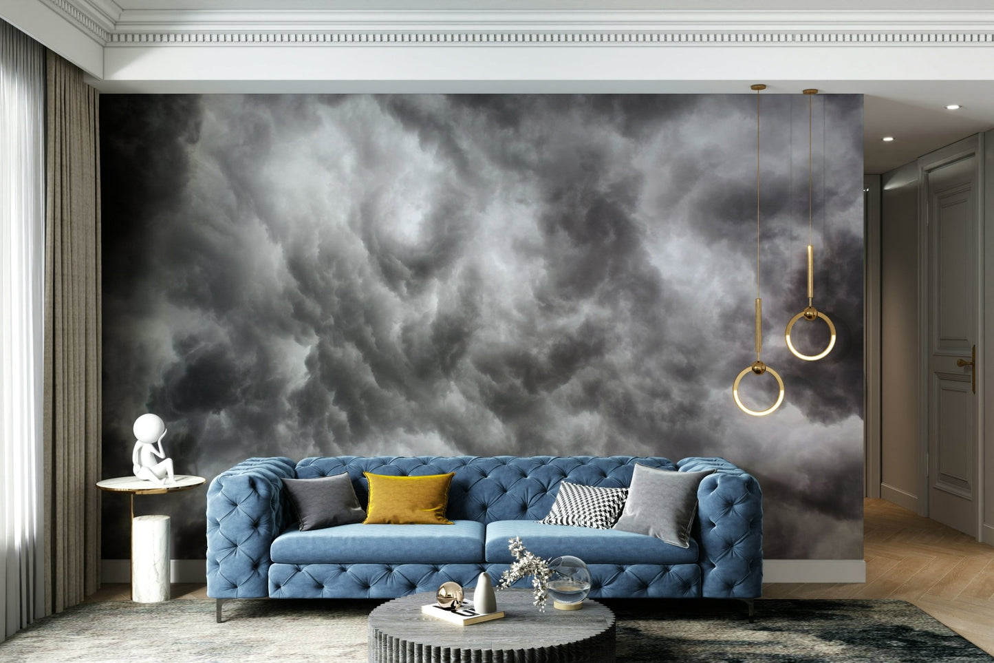 A break of light glows through churning clouds on the Storm #1 wall mural GD4902
