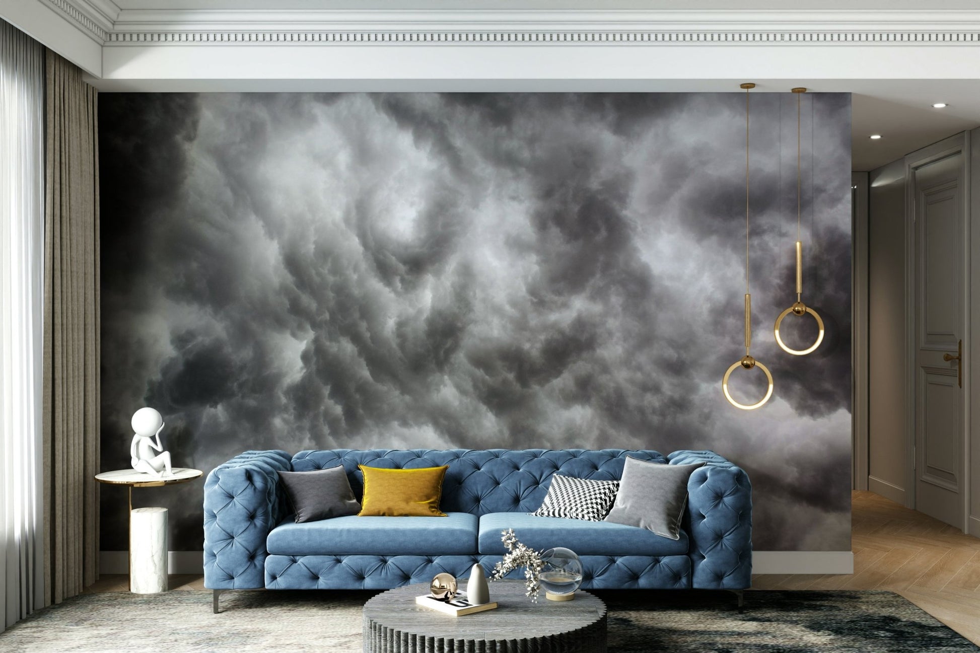A break of light glows through churning clouds on the Storm #1 wall mural GD4902
