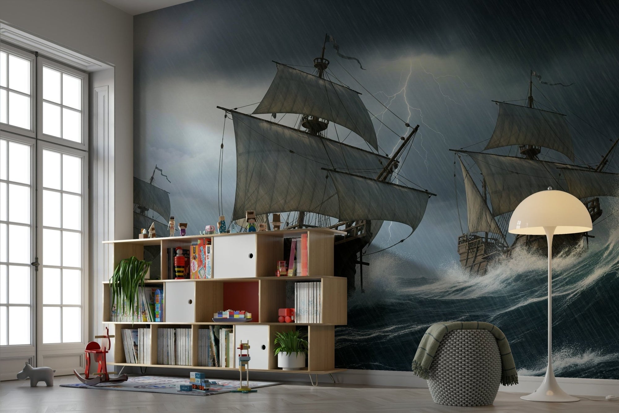 A powerful wall mural with a dramatic naval scene. GD4195

