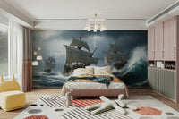 The colors are deep and soft, with dark blues, grays, and muted tones.

