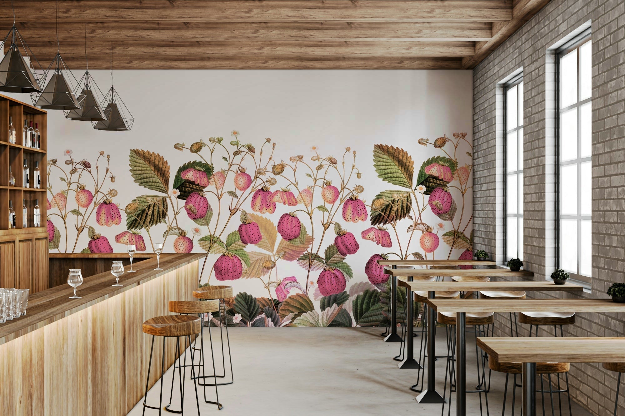 Strawberry Fields Forever mural with red berries, GD1222