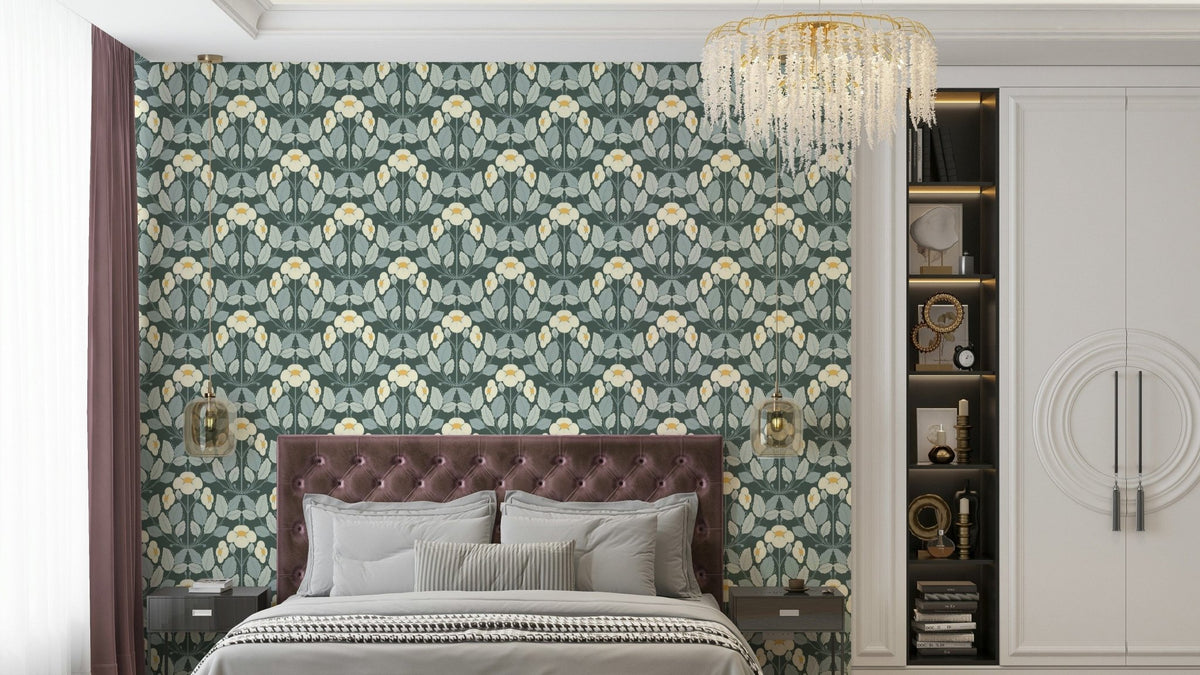 Forest night floral folk art wall covering
 GD146
