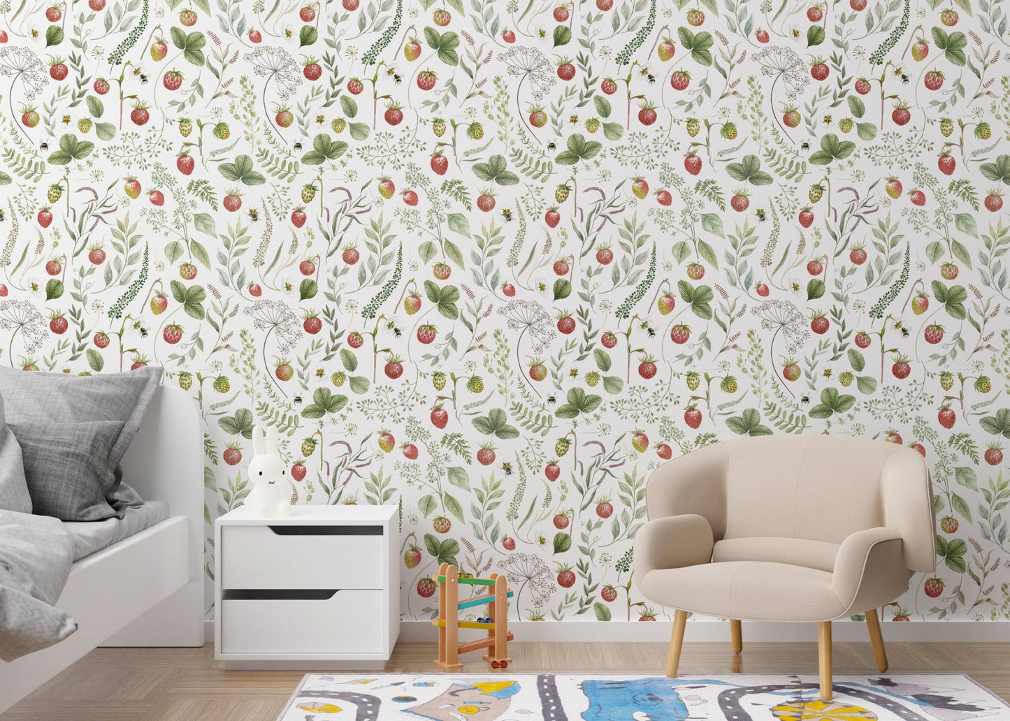 Botanical strawberry print wall decor
