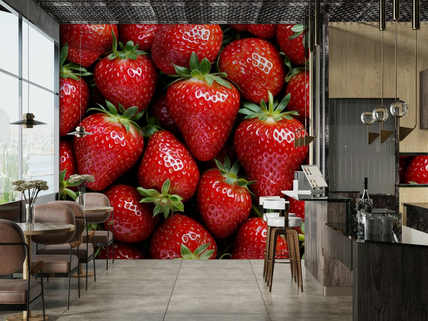 The colors are vibrant, with shades of red, pink, and green.
