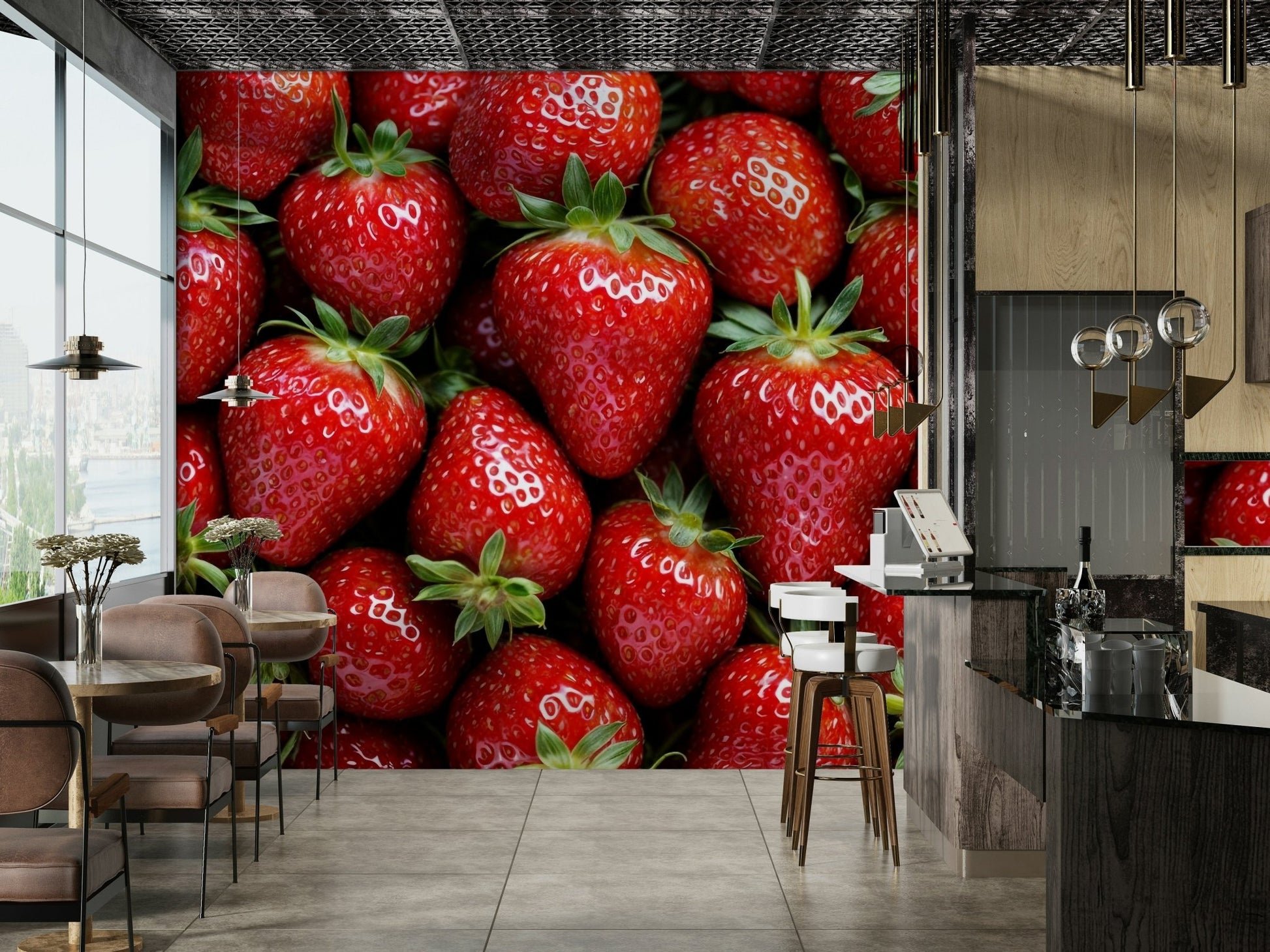 The colors are vibrant, with shades of red, pink, and green.
