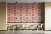 Strawberry stamp collection wallpaper with vintage flair

