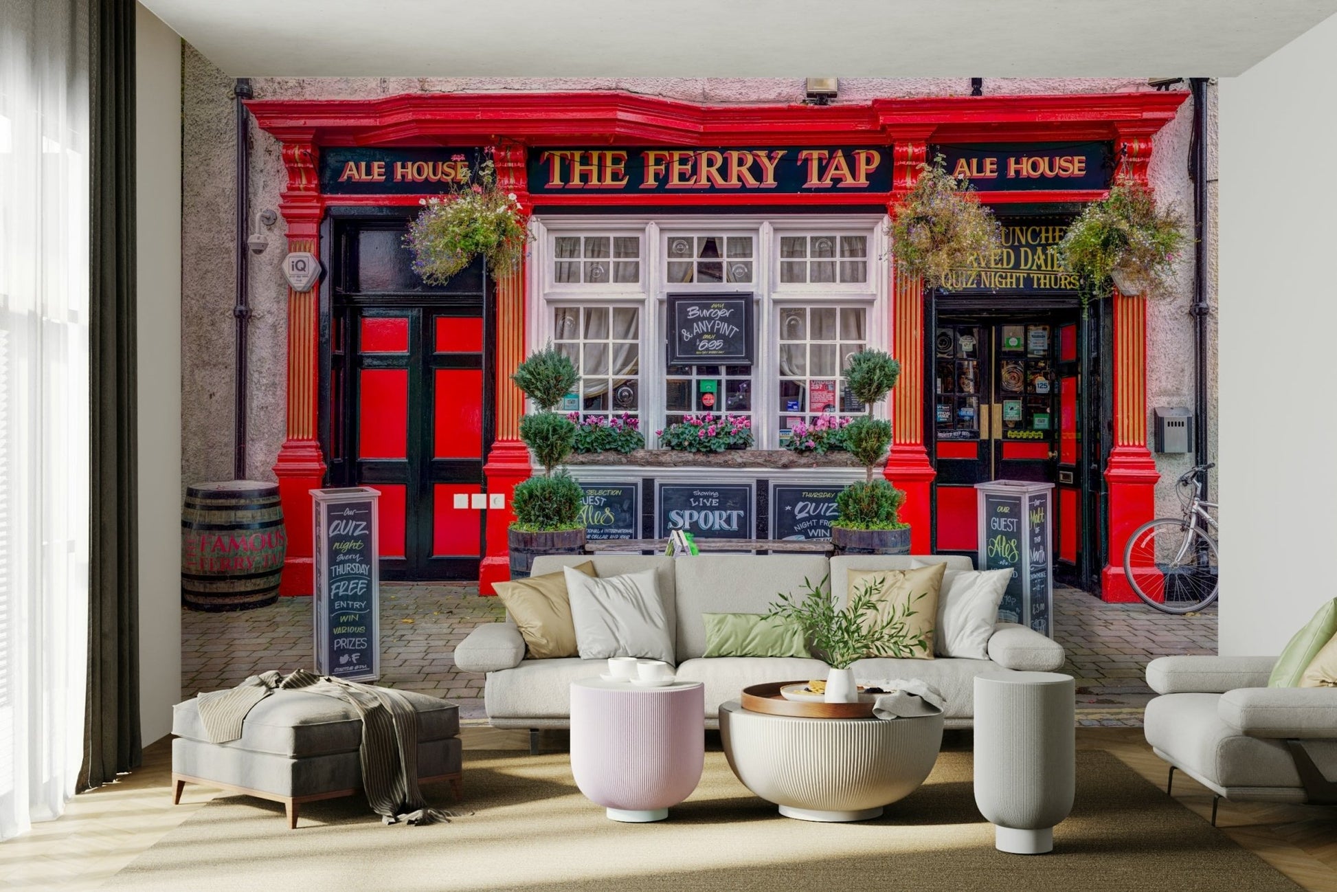 Traditional bar front mural design
