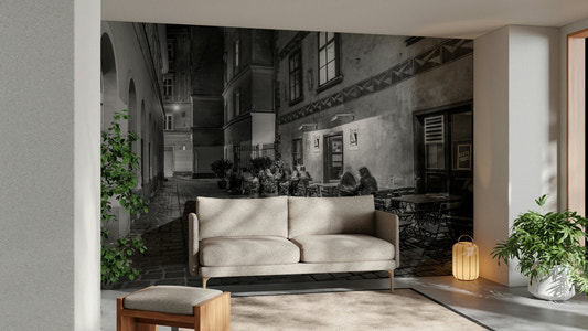Street cafe in Vienna Wall Mural