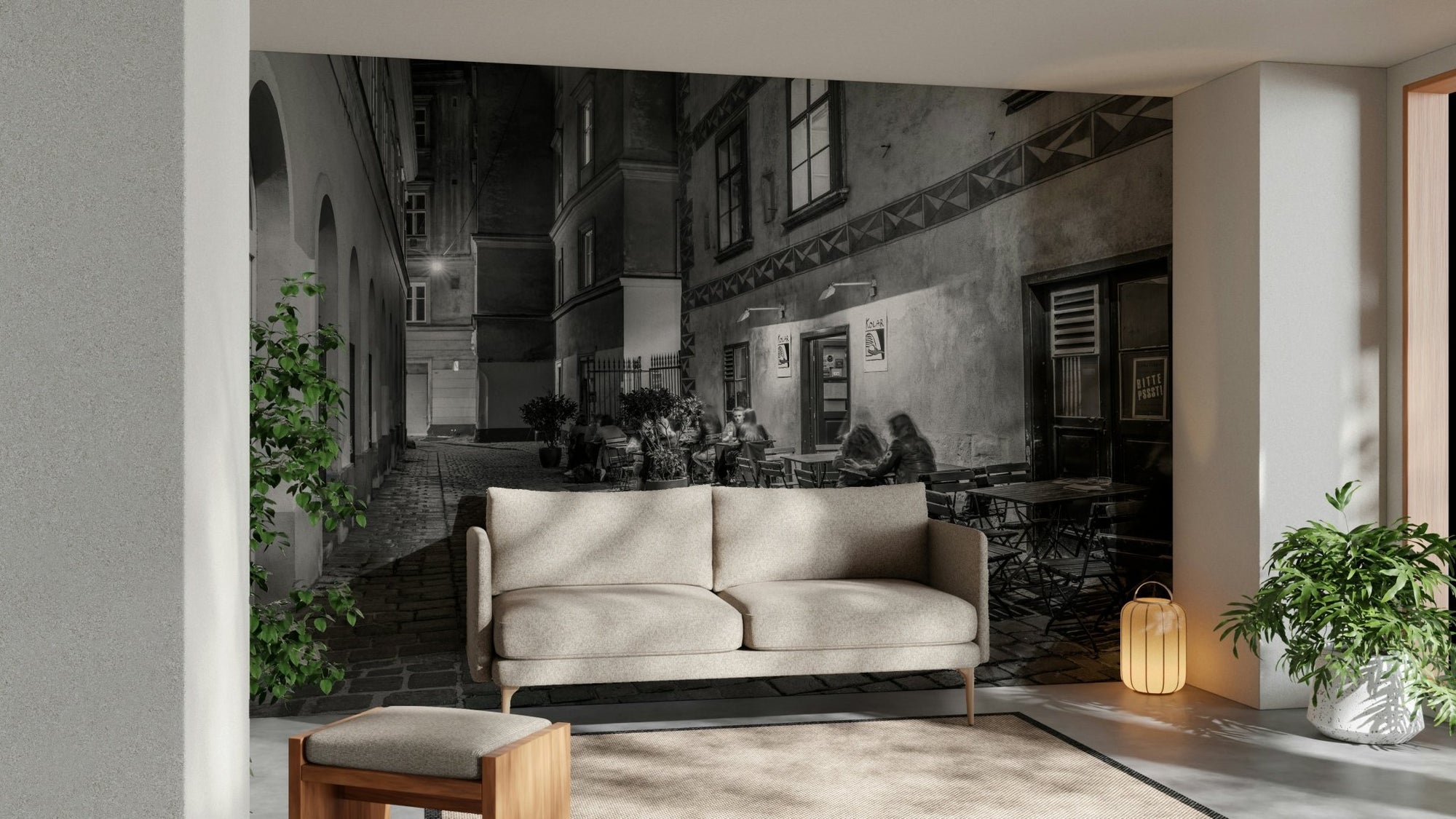 Charming Street cafe in Vienna Wall Mural outside view GD5044