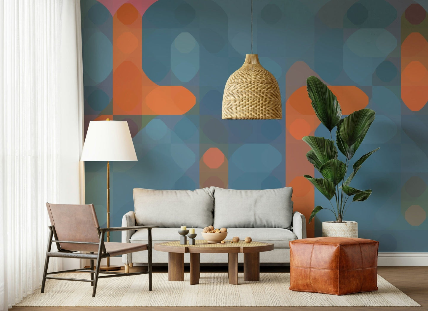 Sophisticated Streetlights mural wall design captivating geometric motif., GD7124