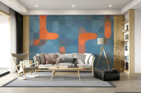 Streetlights wall finish blue orange overlapping shapes sleek appearance., GD7124