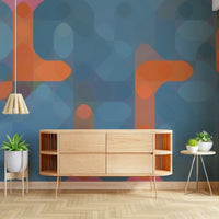 Streetlights wallpaper for walls geometric modern blue orange design., GD7124