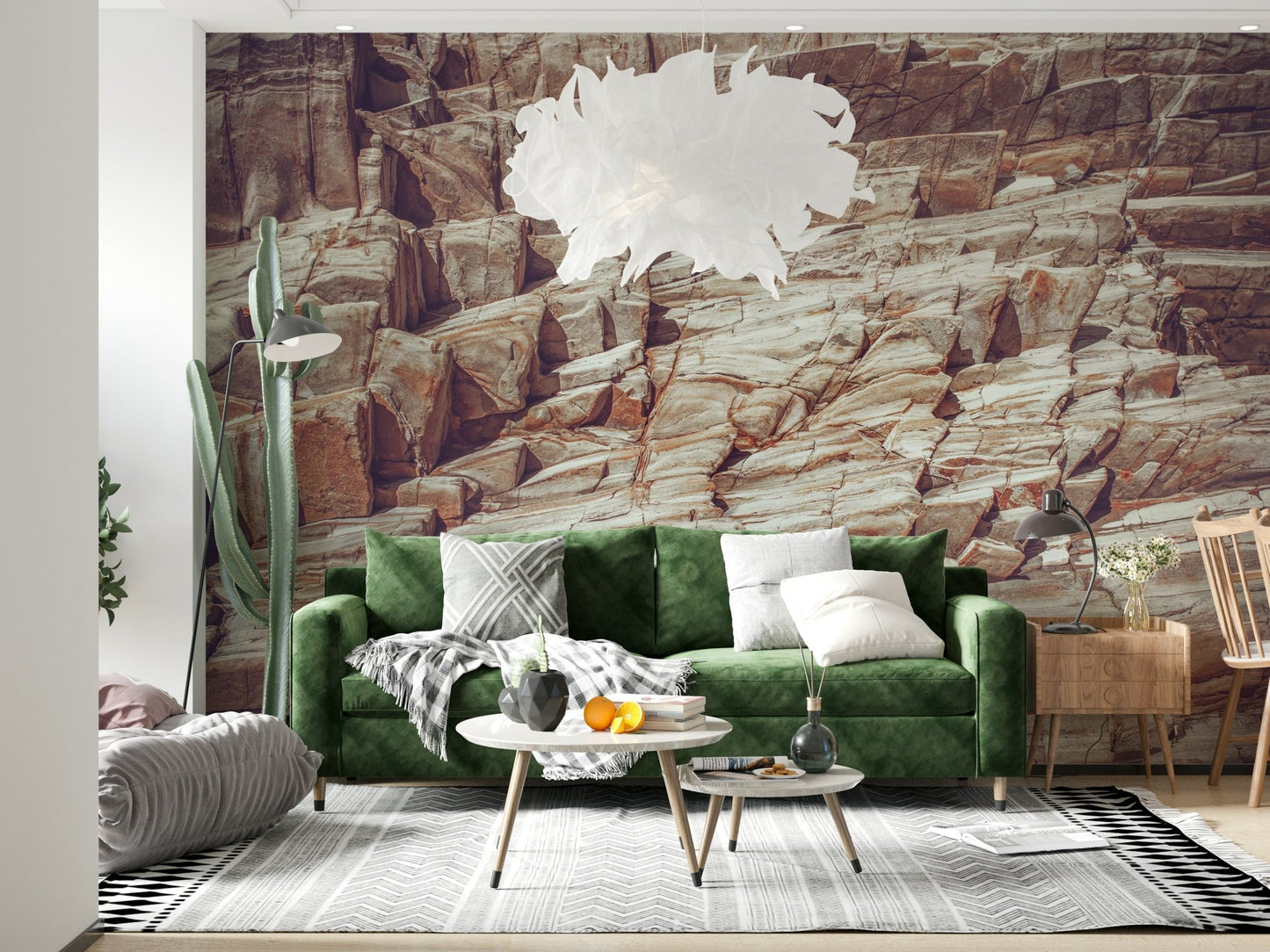 An artistic minimalist form mural for home decor.