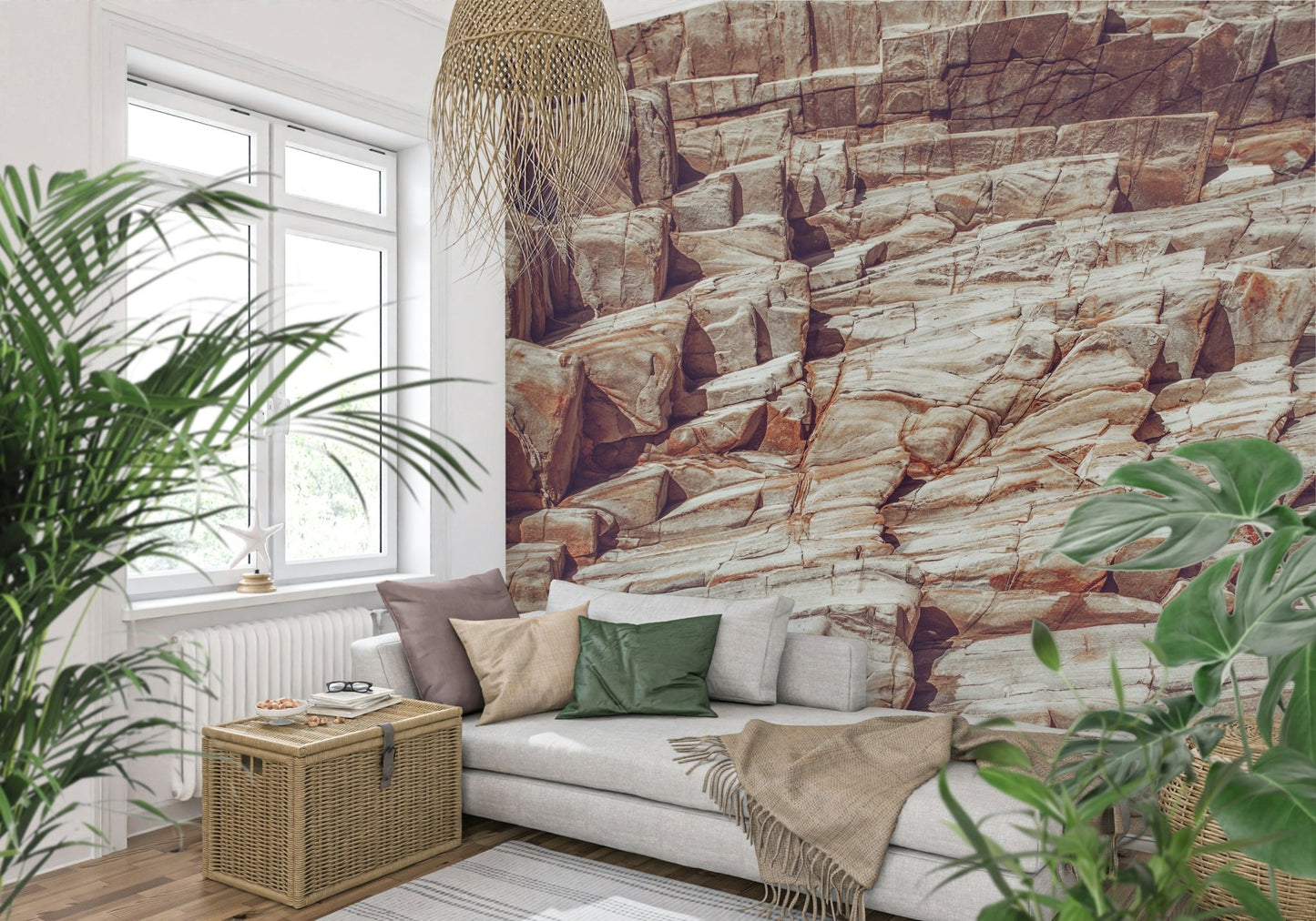 A serene abstract stone wall mural for your decor.