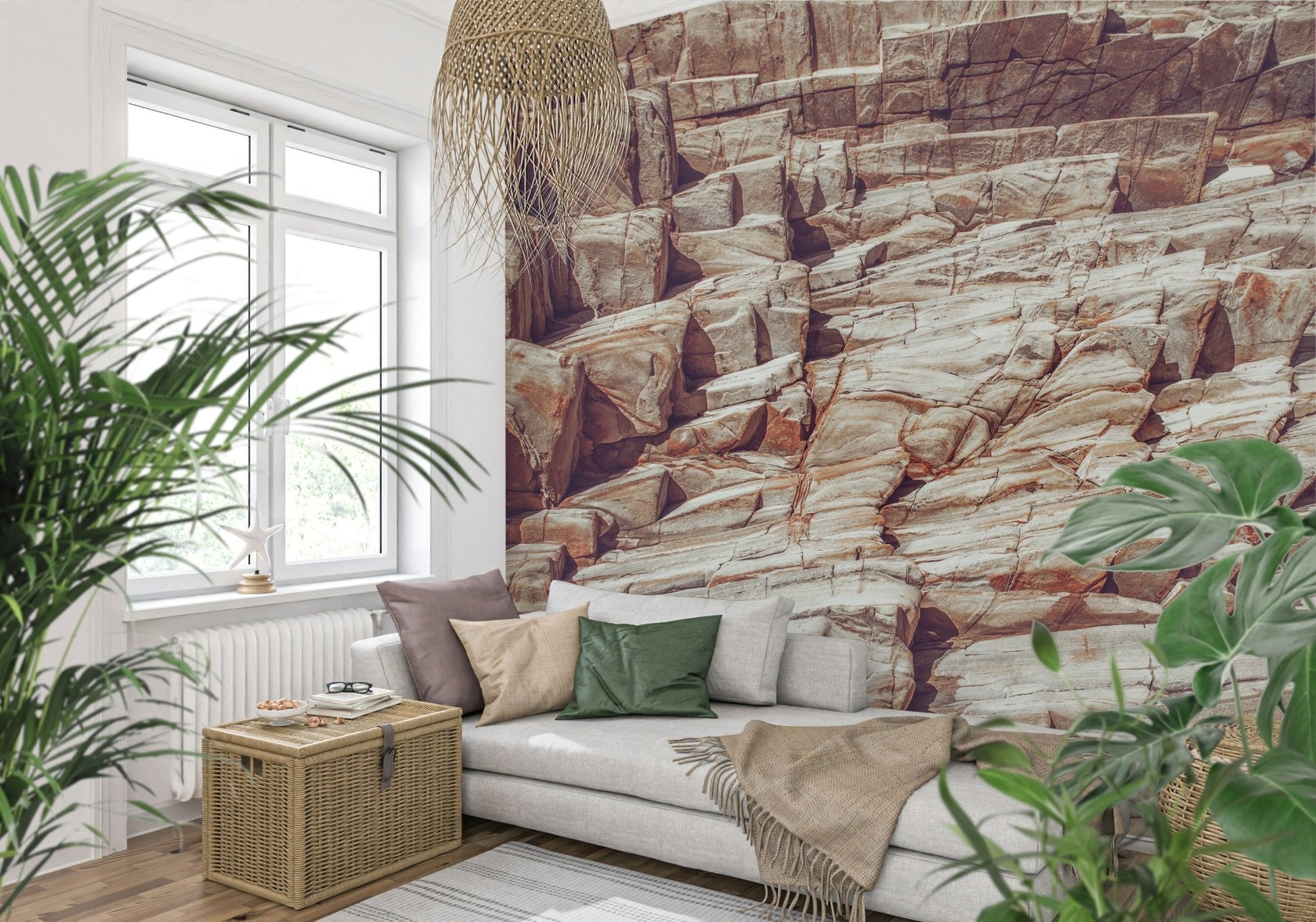 A serene abstract stone wall mural for your decor.