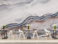 Striking White Clouded Marble Wallpaper Mural - Giffywalls