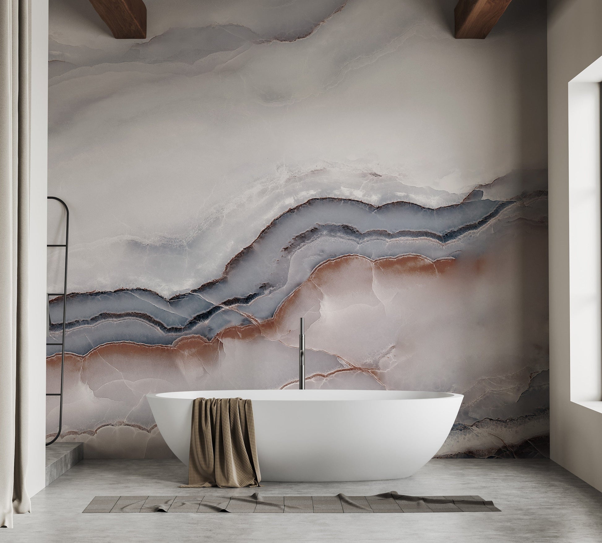 Striking White Clouded Marble Wallpaper Mural - Giffywalls