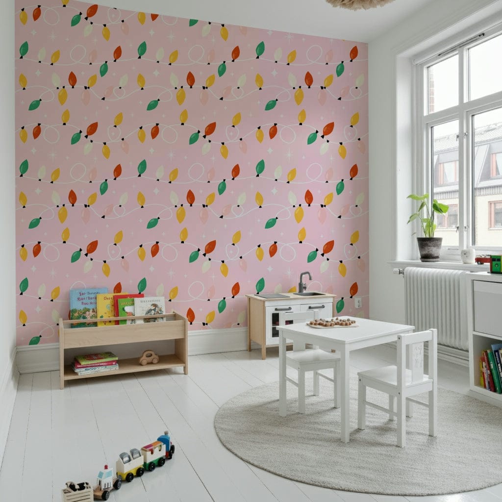 Retro starlight design String Lights & Stars Wallpaper decorative pattern image., GD6554