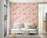 Mid-century modern aesthetic String Lights & Stars Wallpaper festive illustration., GD6554