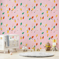 String Lights & Stars Wallpaper holiday sparkle and light loops on soft pink.