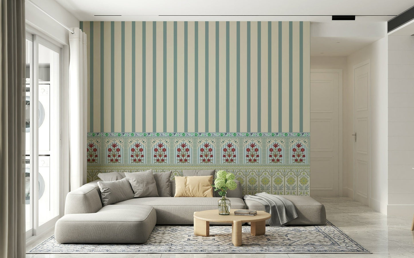 Striped Garden Border Wall Mural