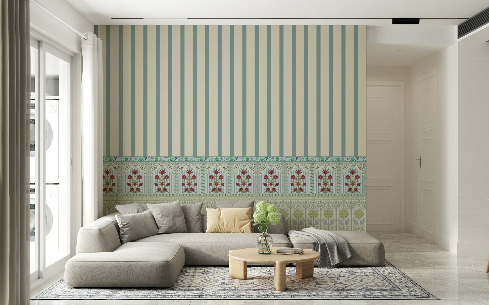 Striped Garden Border Wall Mural