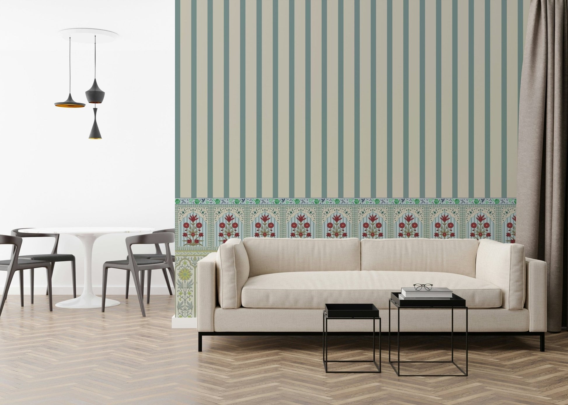Striped Garden Border Wall Mural