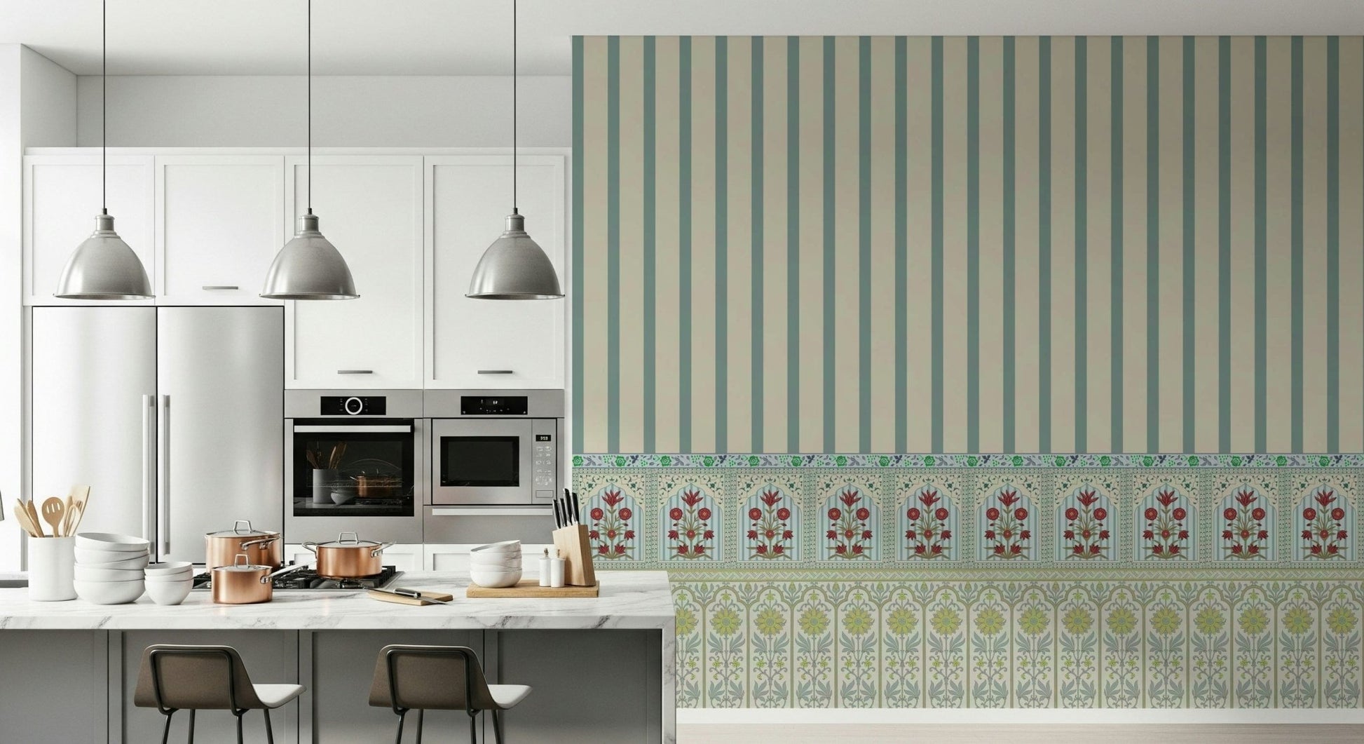 Striped Garden Border Wall Mural