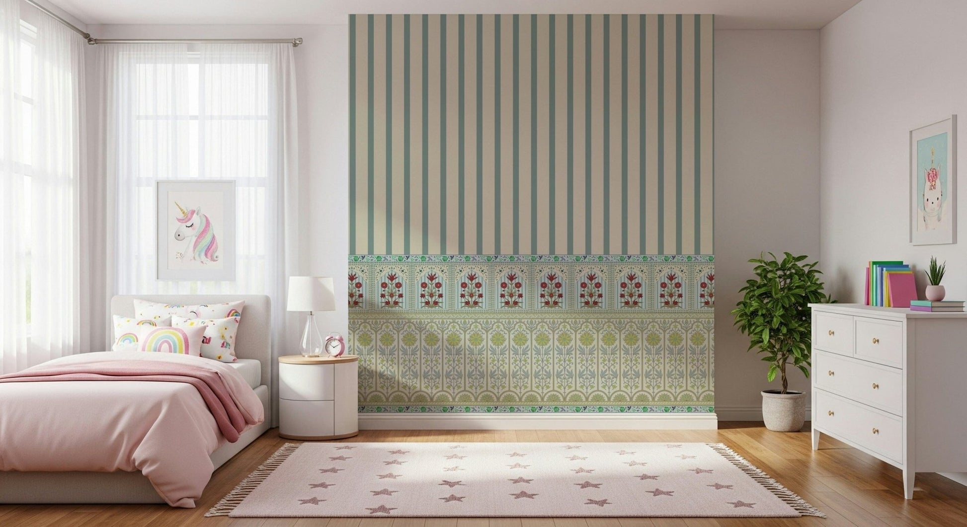 Striped Garden Border Wall Mural