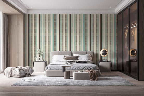 Elegant dark green line art pattern wallpaper.  A957
