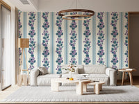 Modern living room accented by the Stripes and violets WallpaperGD9443