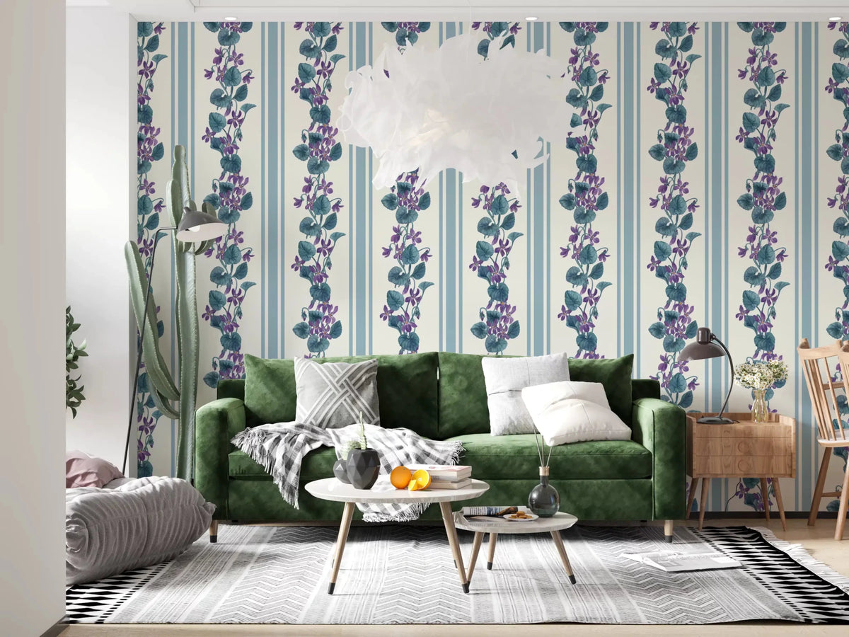 Bright entryway featuring this Stripes and violets Wallpaper ⁠GD9443
