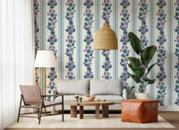 Sunny lounge area decorated with this blue and violet Wallpaper⁠GD9443