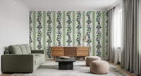 Hallway featuring Stripes and Violets wallpaper and soft green leafy stripes
