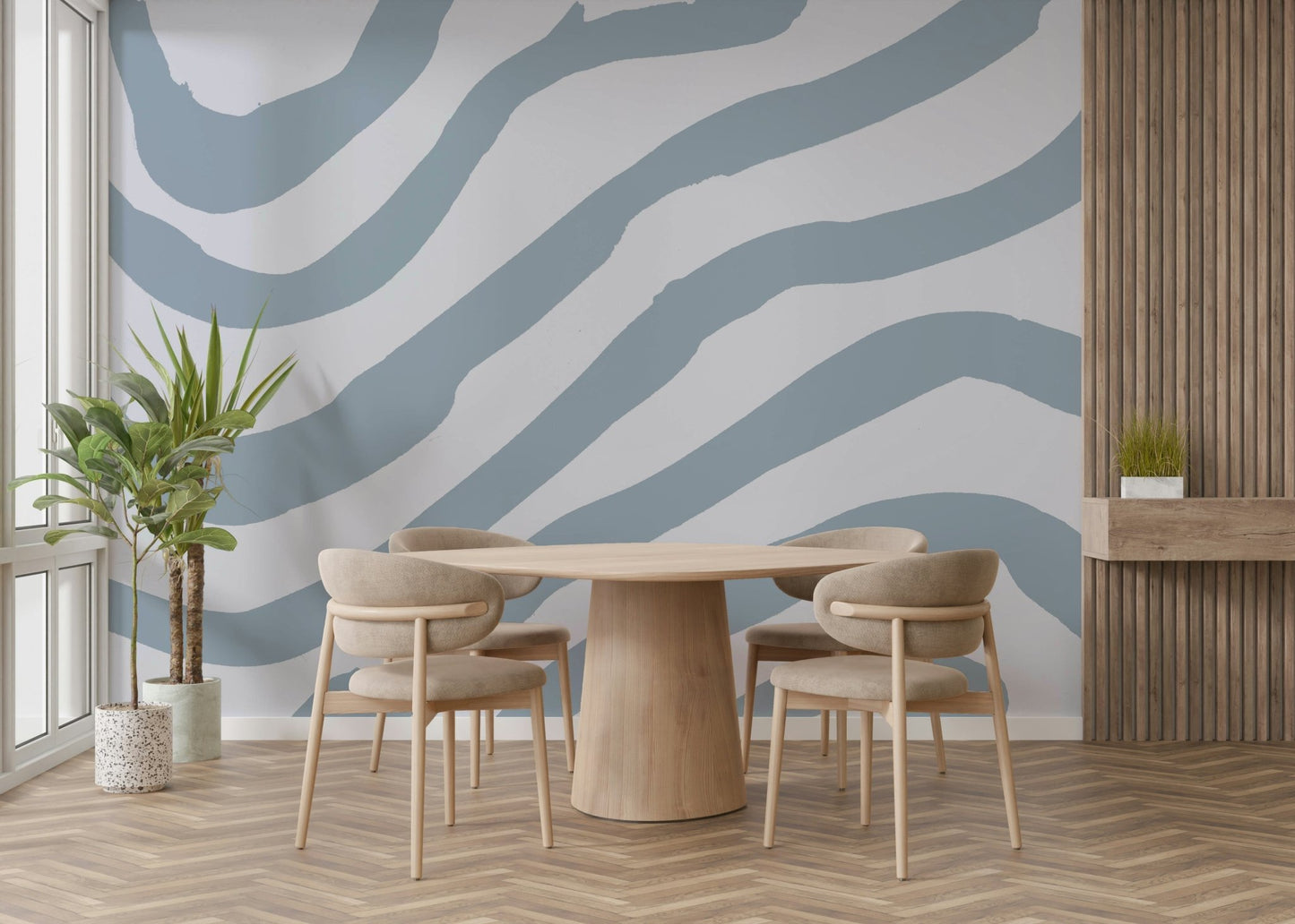Stripes Blue Wall Mural

