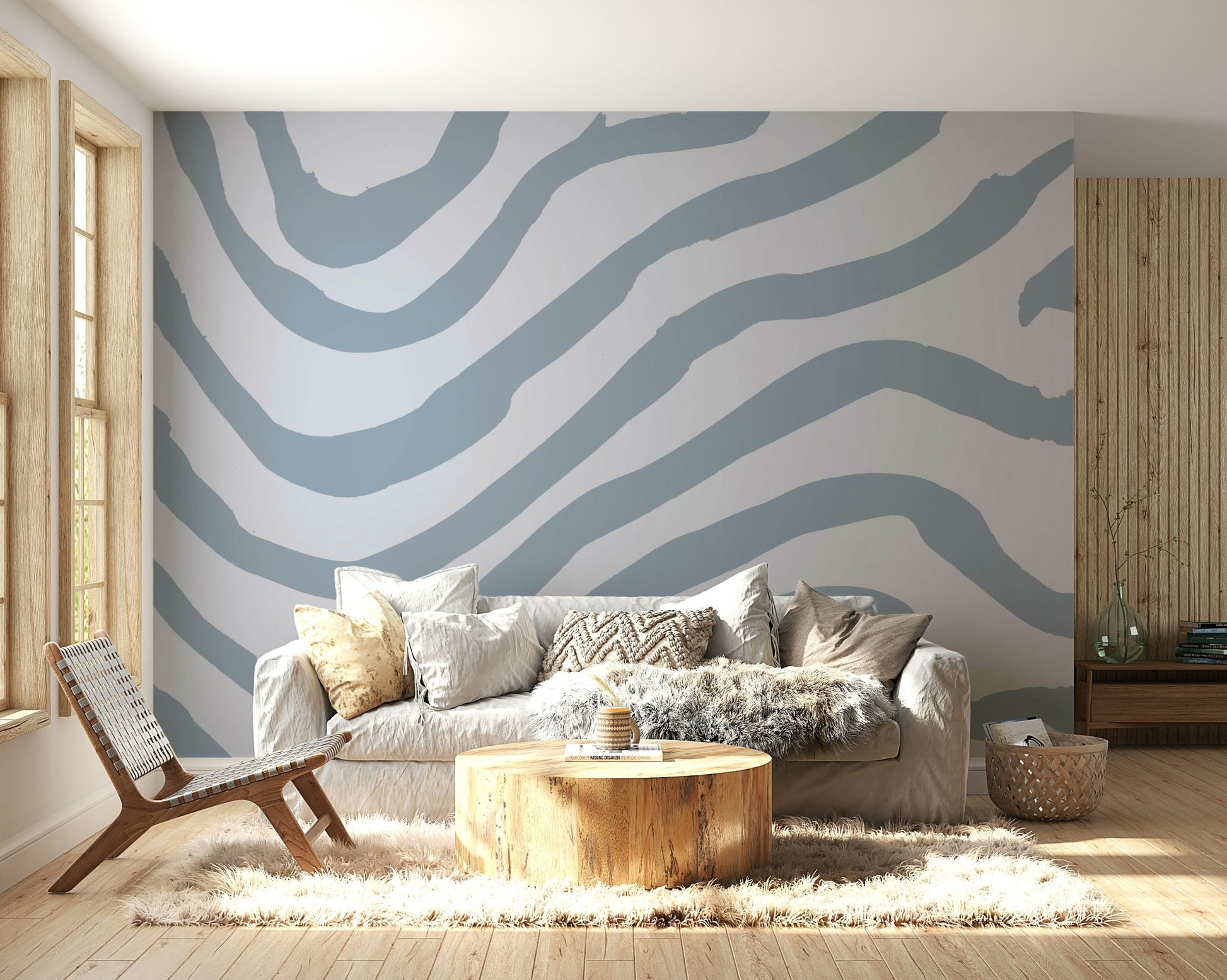 Structured stripe mural wallpaper design

