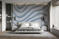 Modern blue stripe wallpaper for bedroom

